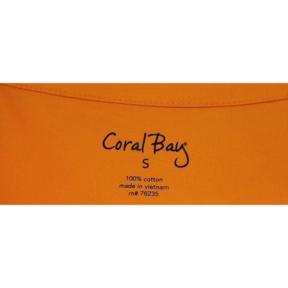 Coral Bay Womens Solid Horseshoe Short Sleeve Top Small Orange - Picture 8 of 10